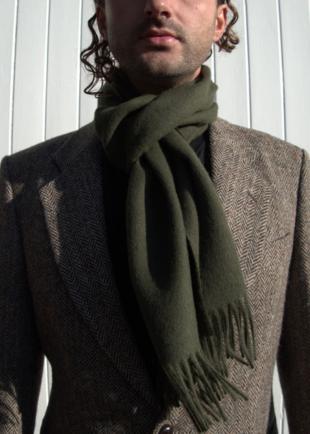Olive Green Alpaca Wool Scarf