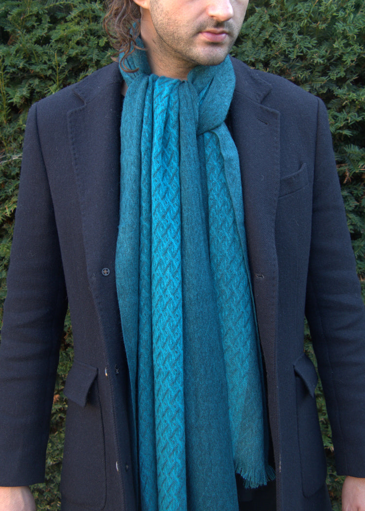 Aqua Winter Alpaca Wool Scarf