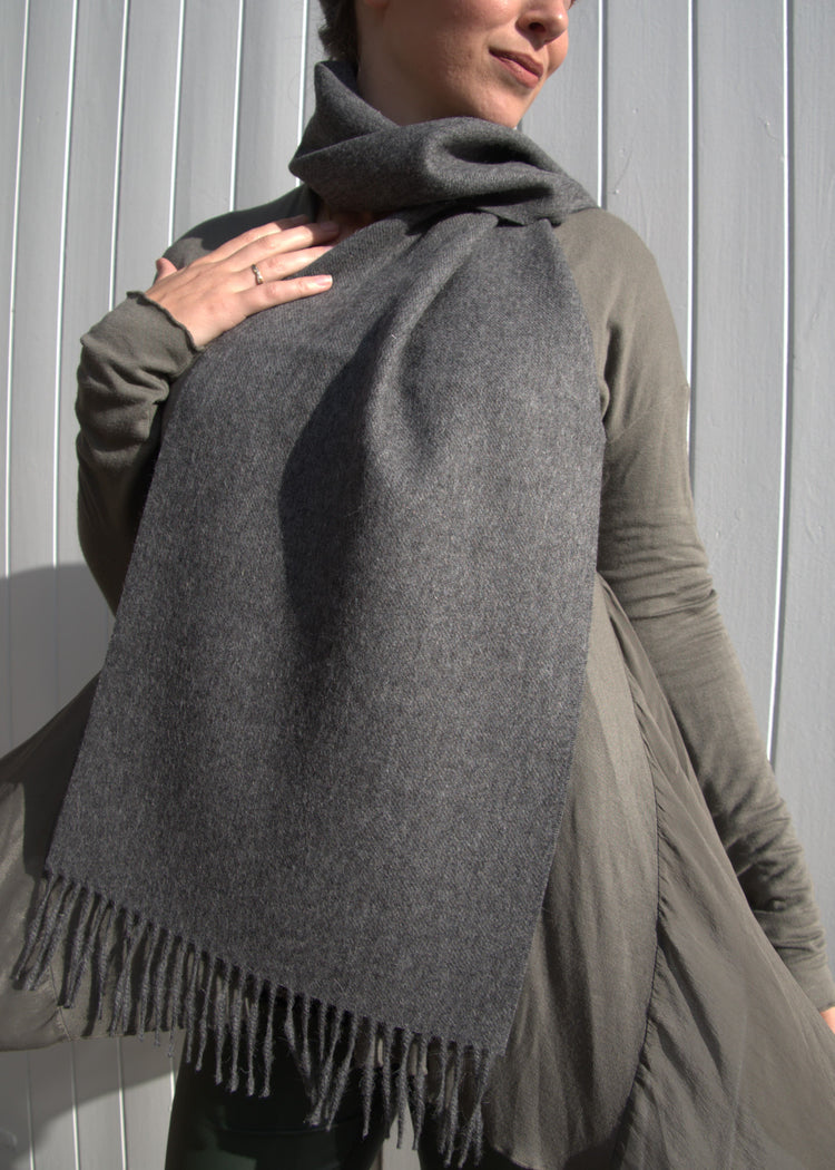 Charcoal Grey Alpaca Wool Scarf