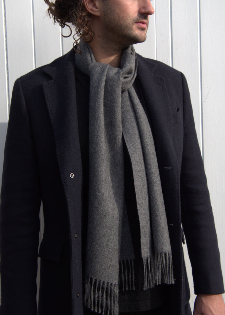 Charcoal Grey Alpaca Wool Scarf