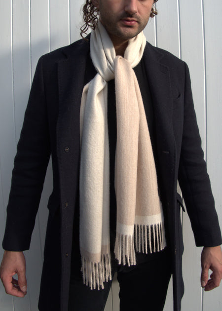 Cream and Beige Alpaca Wool Scarf