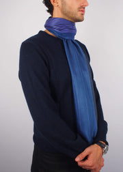 indigo wool silk scarf man