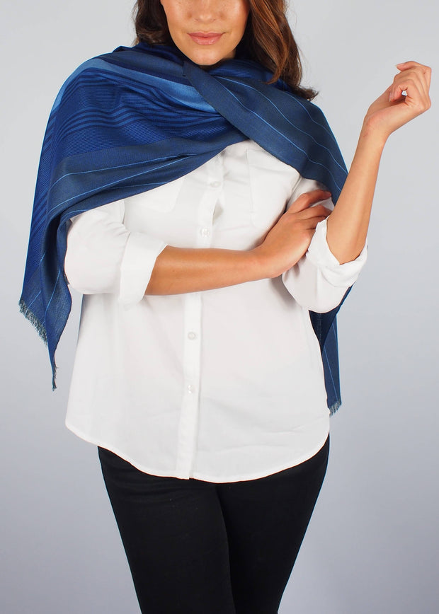 midnight bluel silk scarf woman