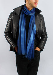 midnight blue wool silk scarf man