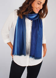 midnight blue wool silk scarf woman