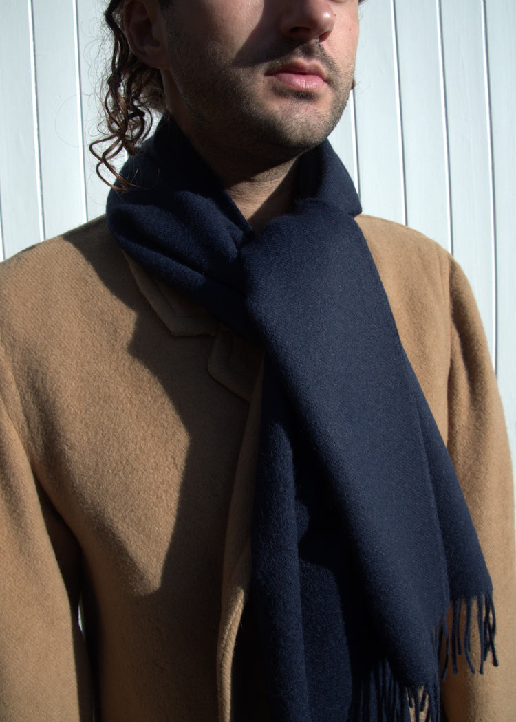 Navy Blue Alpaca Wool Scarf