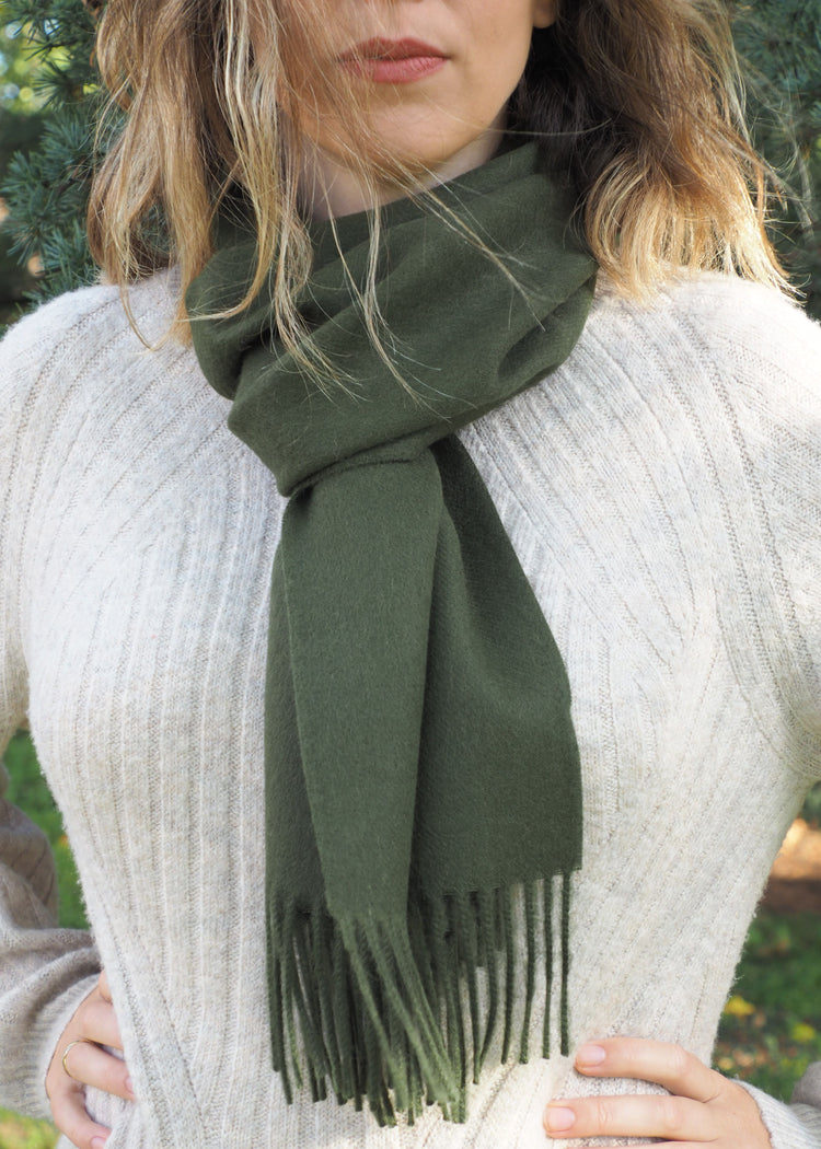 Olive Green Alpaca Wool Scarf