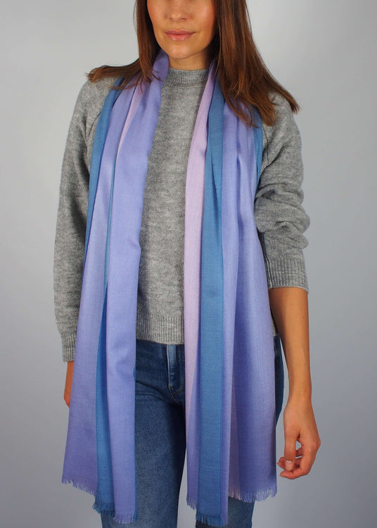 pale pastel blue pink unicorn silk scarf woman