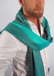 sea green emerald wool scarf man