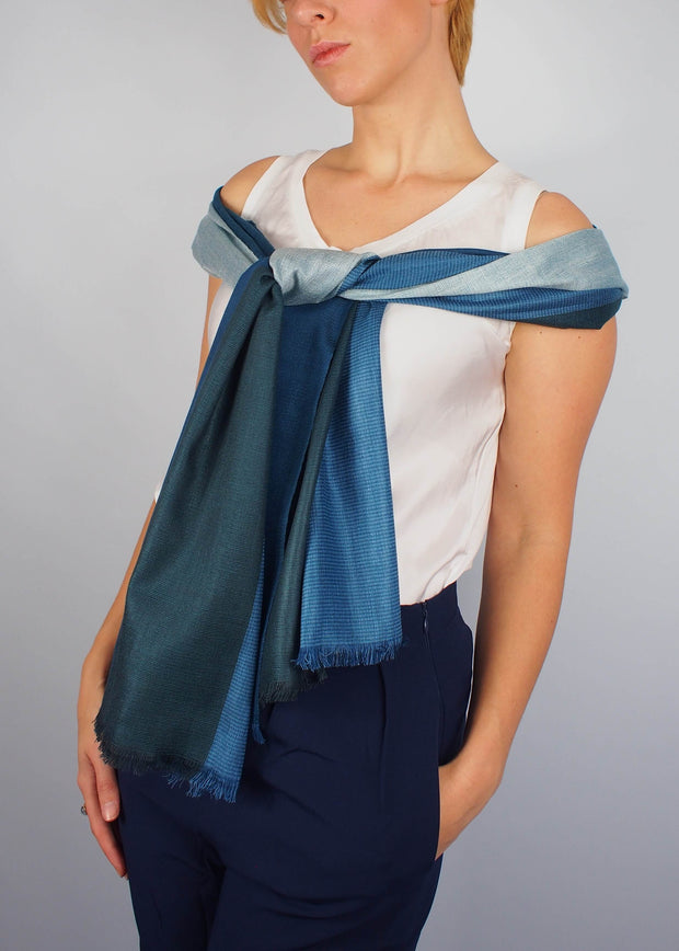 silver sea ice silk scarf woman