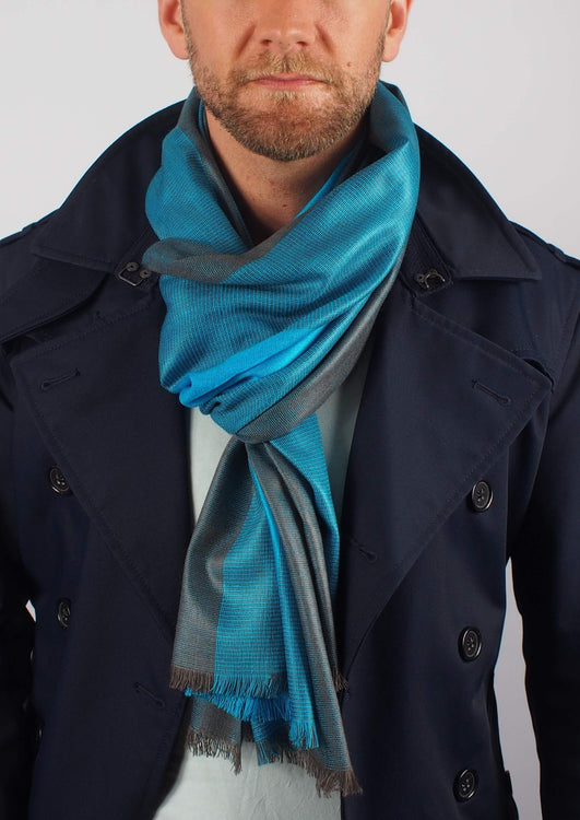 turquoise aqua silk scarf man