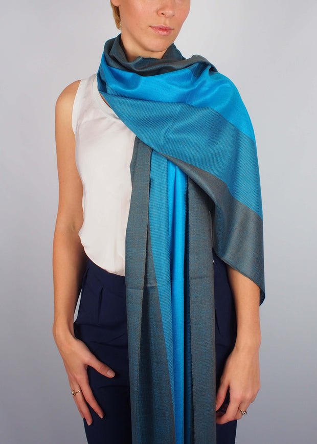 turquoise aqua silk scarf woman